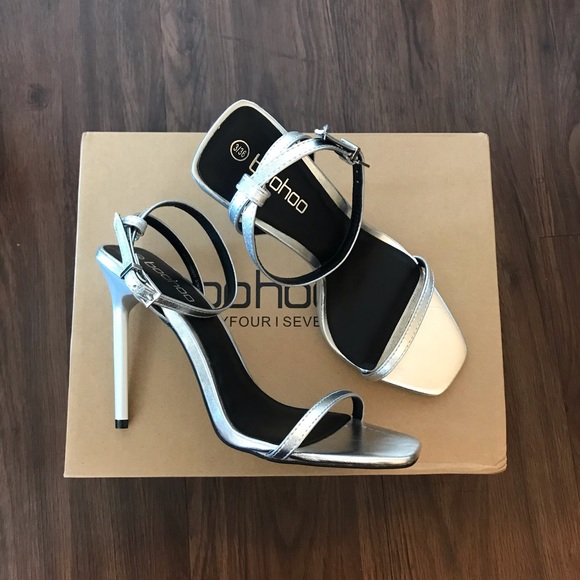 silver heels boohoo
